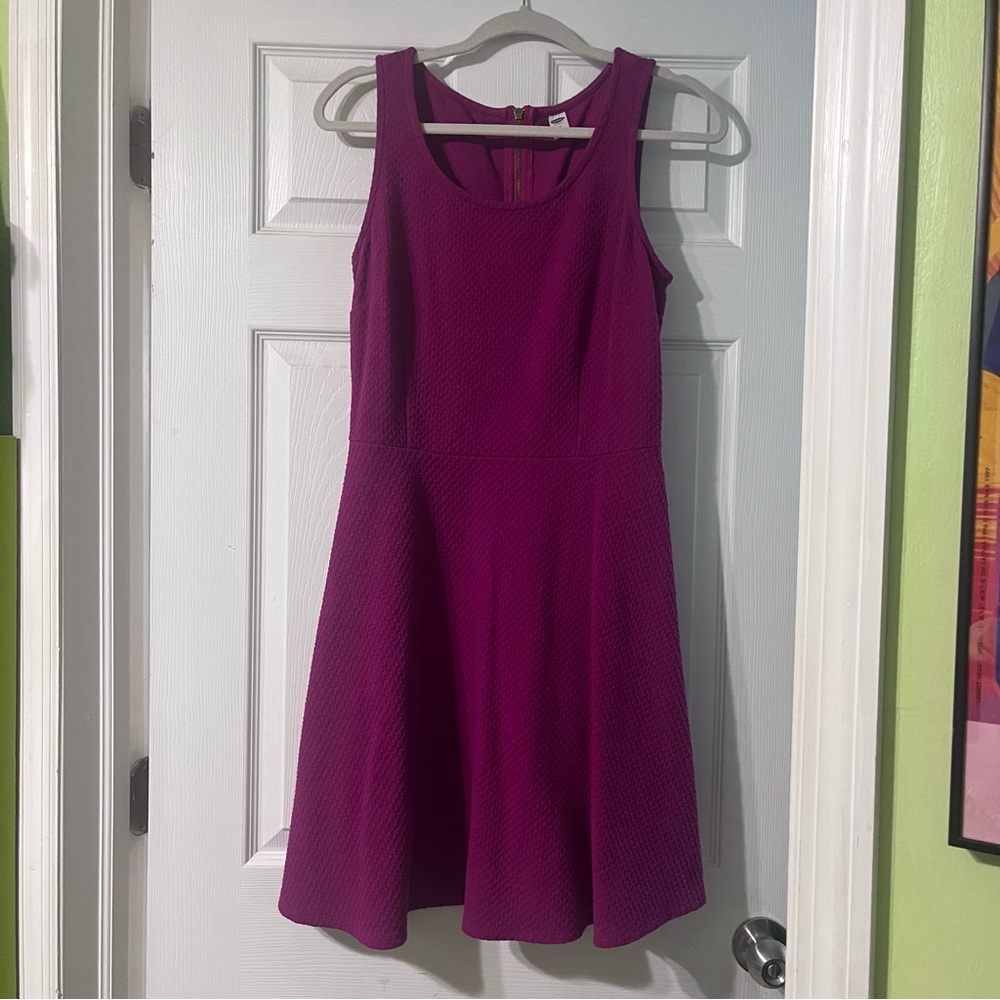 Sleeveless Fitted Waist A-Line Dress in Deep Magenta